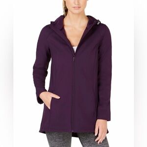 Ideology long hooded rain ☔️ jacket in royal eggplant SHIPS FREE